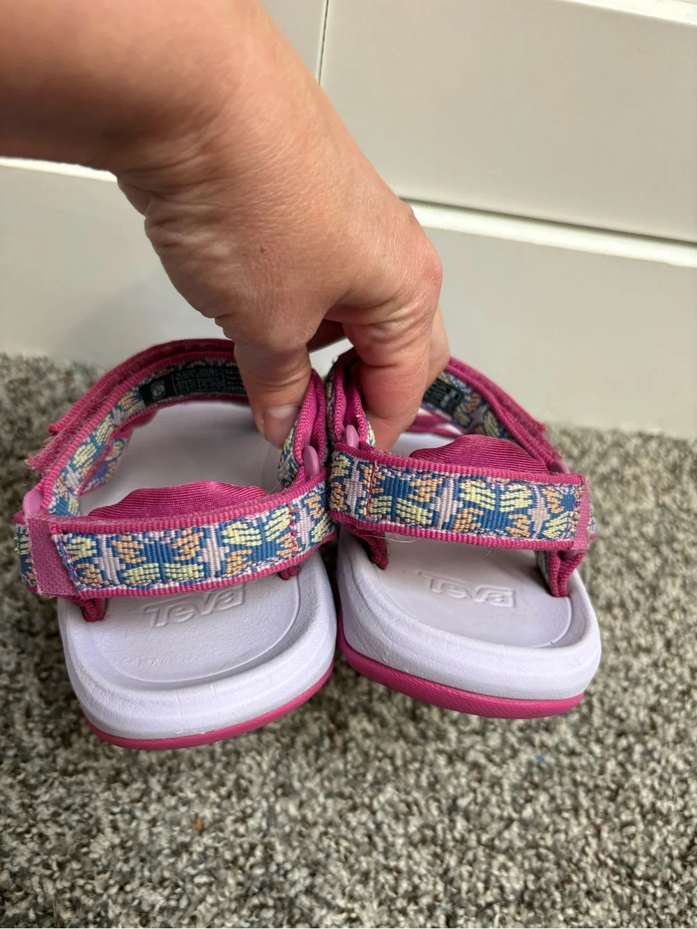 Teva Kids Pink Patterned Velcro Strap Sandals Ultra Comfy Size 13c